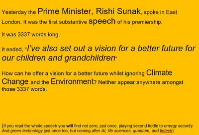 Sunak Jan 2023 speech & Climate Change