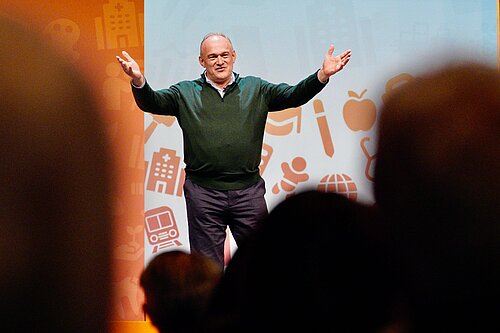 Ed Davey delivers a speech to Conference