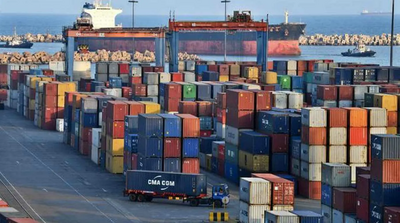 Containers at a port